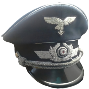 WW2 German Air Force Officier Black Visor Cap REPRODUCTION